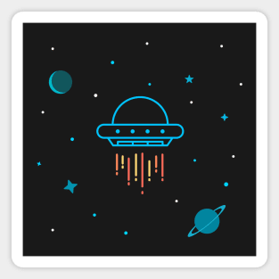 UFO In Outer Space T-Shirt Magnet